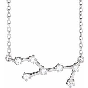 14K White 1/6 CTW Natural Diamond Virgo 16-18" Necklace