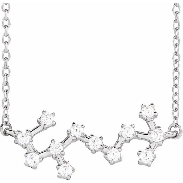 14K White 1/4 CTW Natural Diamond Scorpio 16-18" Necklace