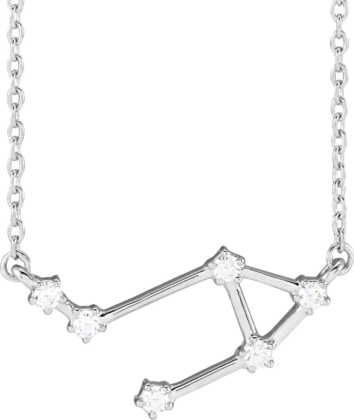 14K White 1/8 CTW Natural Diamond Libra 16-18" Necklace
