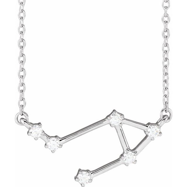 14K White 1/8 CTW Natural Diamond Libra 16-18 Necklace