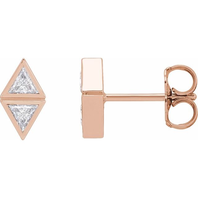 14K Rose 1/4 CTW Natural Diamond Two-Stone Bezel-Set Earrings