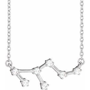 14K White 1/6 CTW Natural Diamond Leo 16-18" Necklace