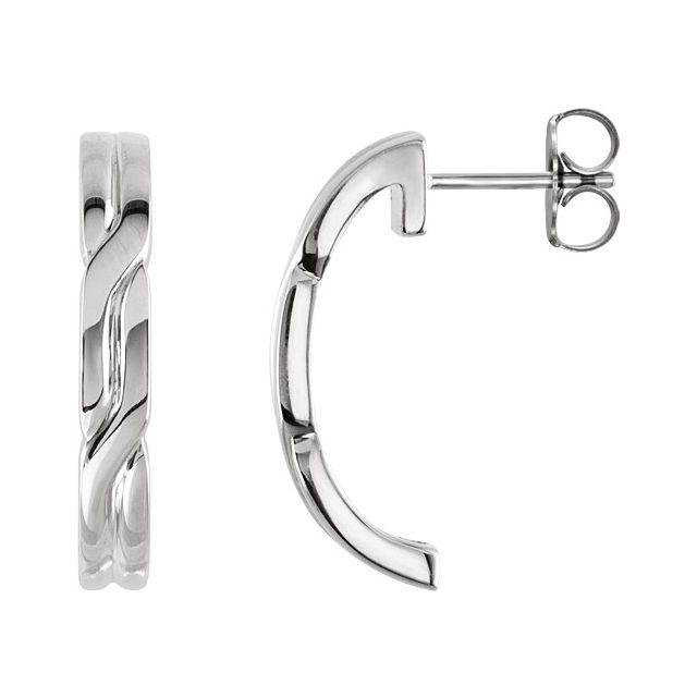 Platinum J-Hoop Earrings