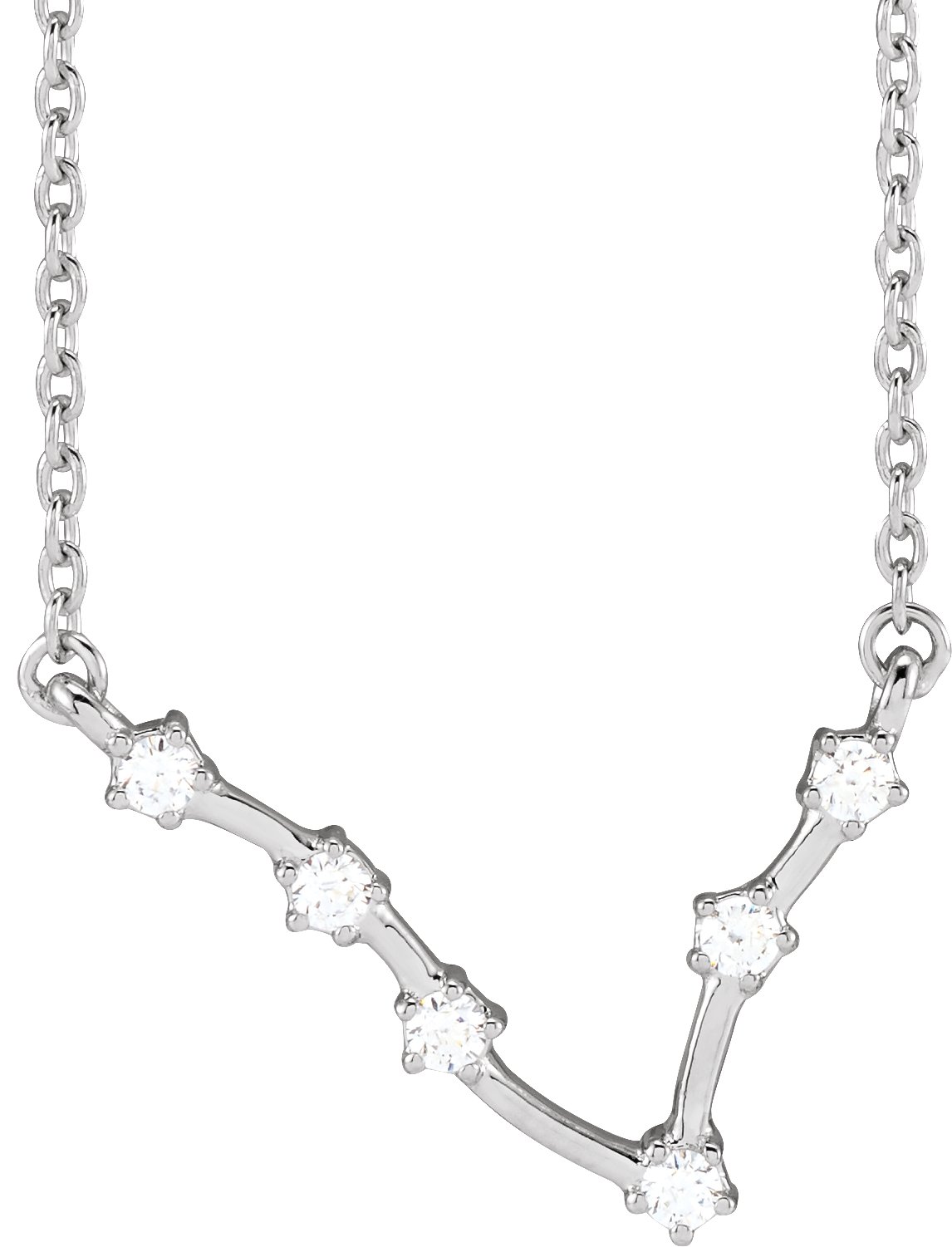 14K White 1/8 CTW Natural Diamond Pisces 16-18 Necklace
