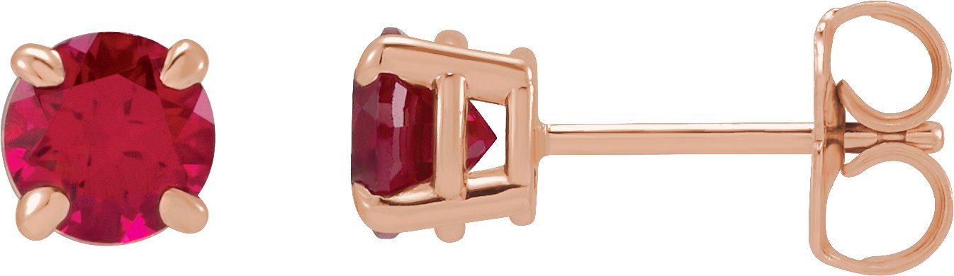 14K Rose Lab-Grown Ruby Earrings