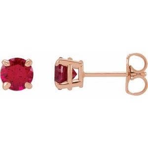14K Rose Lab-Grown Ruby Earrings