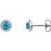 14K White 4 mm Natural Swiss Blue Topaz & 1/10 CTW Natural Diamond Earrings