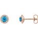 14K Rose 4 mm Natural Swiss Blue Topaz & 1/10 CTW Natural Diamond Earrings