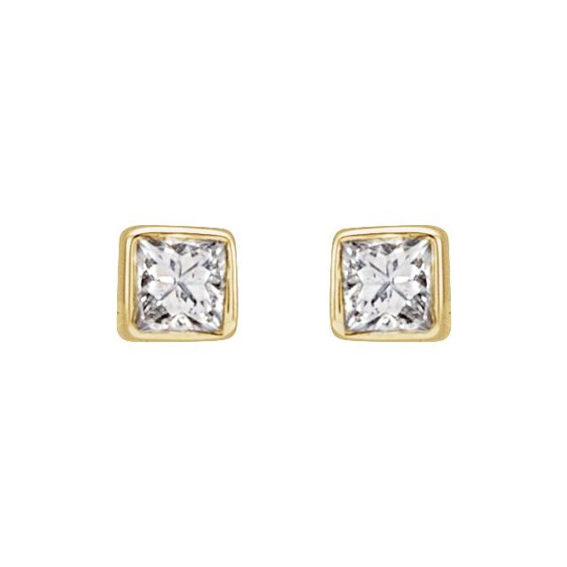 14K Yellow .05 CTW Natural Diamond Bezel-Set Earrings