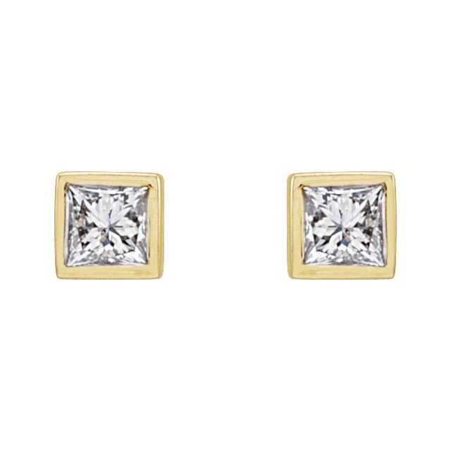 14K Yellow .07 CTW Natural Diamond Bezel-Set Earrings