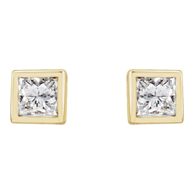 14K Yellow 1/6 CTW Natural Diamond Bezel-Set Earrings