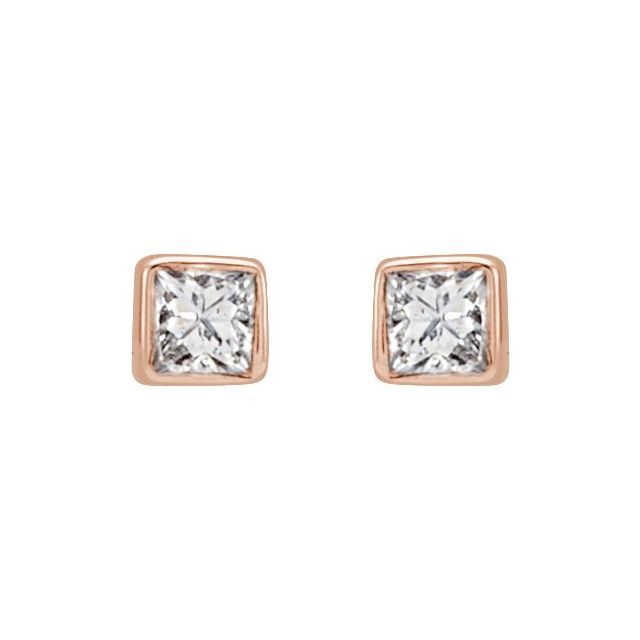 14K Rose .05 CTW Natural Diamond Bezel-Set Earrings