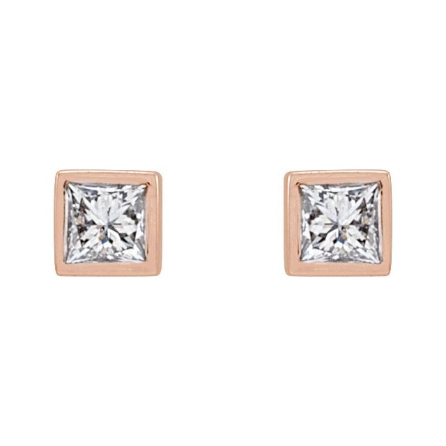 14K Rose .07 CTW Natural Diamond Bezel-Set Earrings