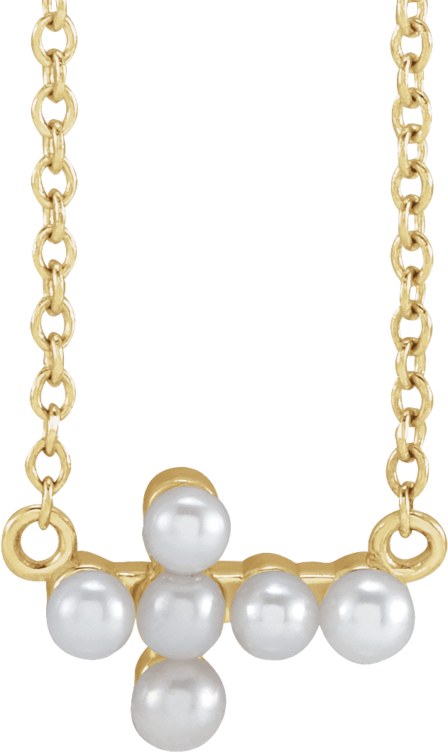 seed pearl sideways cross necklace