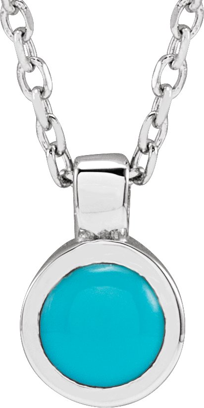Sterling Silver Natural Turquoise Bezel-Set 16-18" Necklace