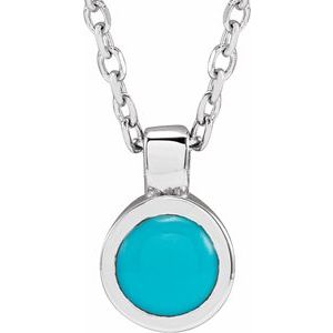 Sterling Silver Natural Turquoise Bezel-Set 16-18" Necklace