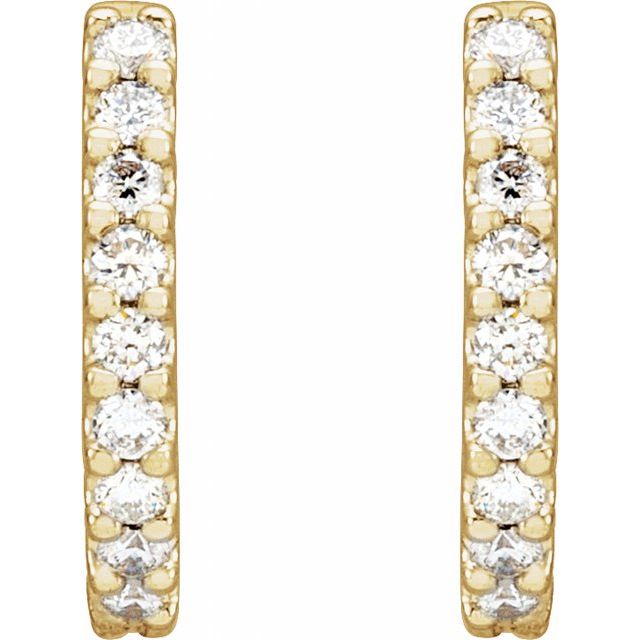 14K Yellow 1/3 CTW Diamond 12.6 mm Huggie Earrings