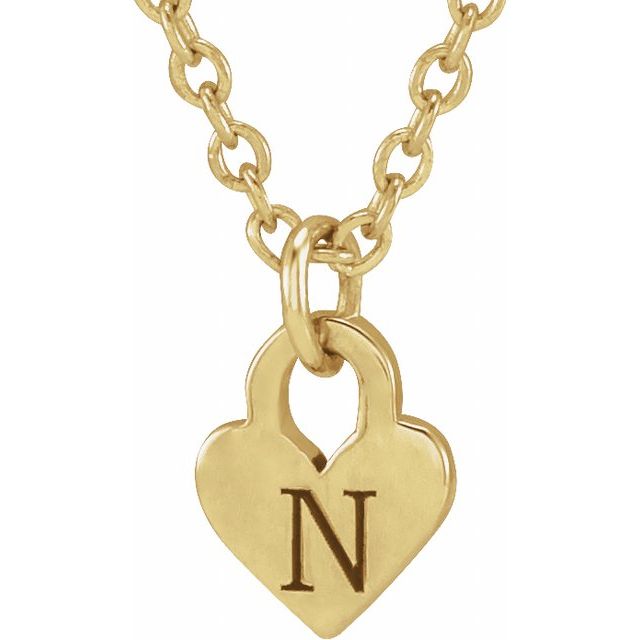 14K Yellow Engravable Heart 16-18 Necklace