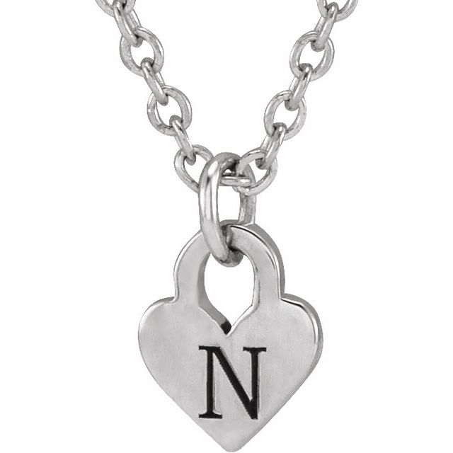 Sterling Silver Engravable Heart 16-18 Necklace