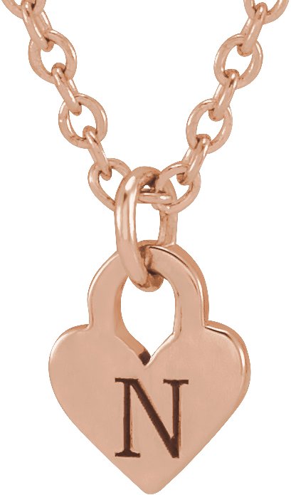 14K Rose Engravable Heart 16-18 Necklace