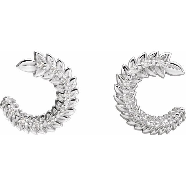 14K White .07 CTW Natural Diamond Hoop Earrings