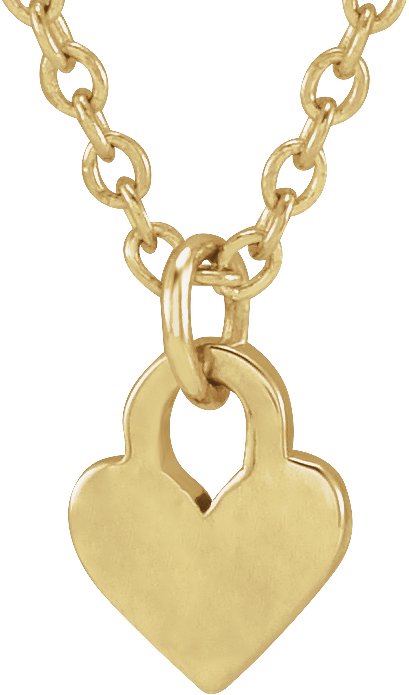 14K Yellow Engravable Heart 16-18" Necklace