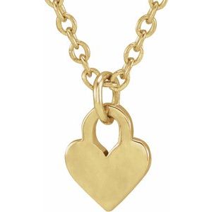 14K Yellow Engravable Heart 16-18" Necklace