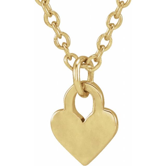 14K Gold Engravable Heart 16-18 14K Gold Engravable Heart 16-18