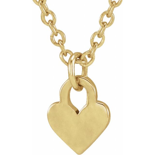 14K Yellow Engravable Heart 16-18