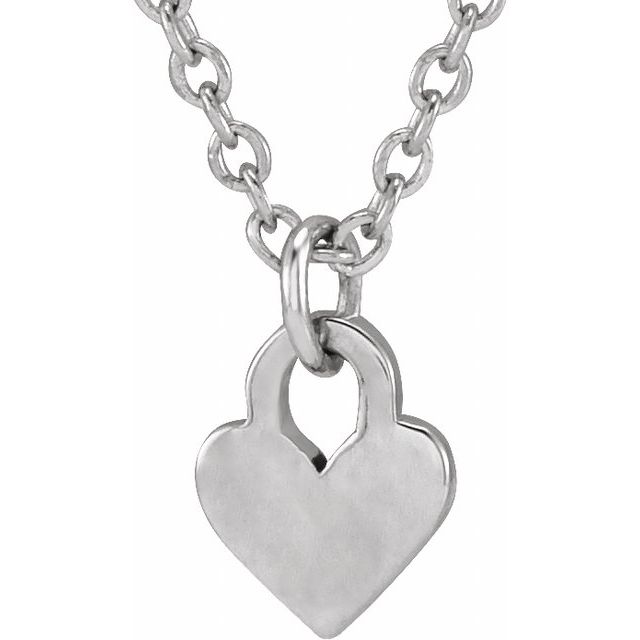 Sterling Silver Engravable Heart 16-18 Necklace