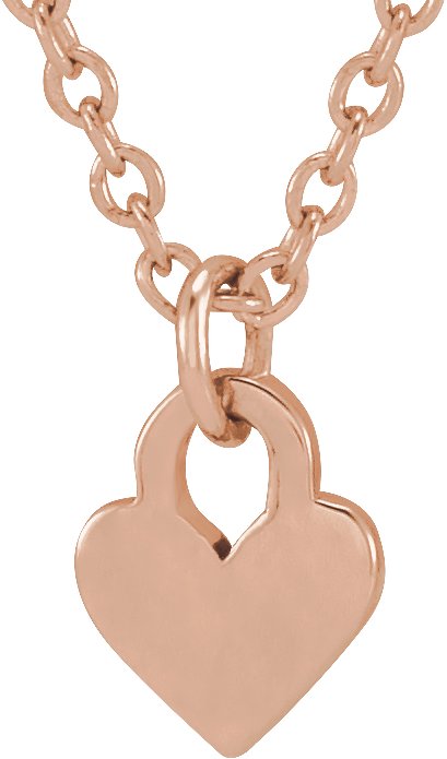 14K Rose Engravable Heart 16-18" Necklace