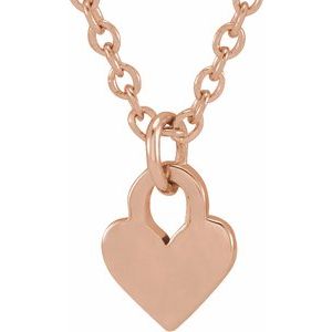 14K Rose Engravable Heart 16-18" Necklace