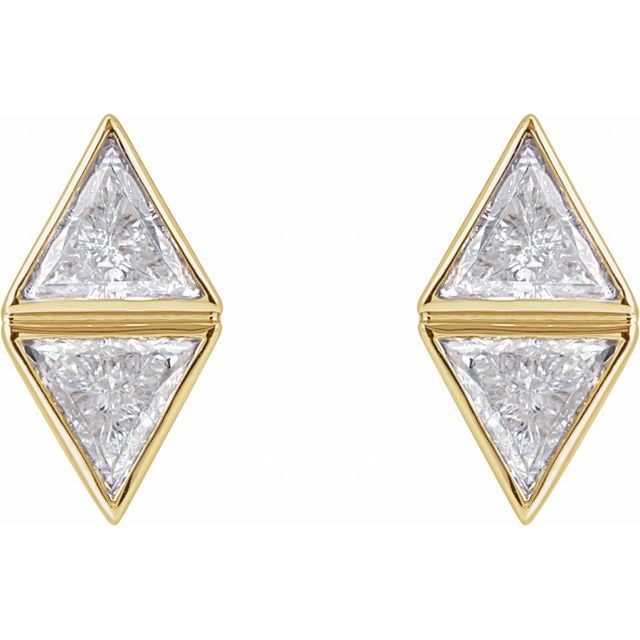 14K Yellow 5/8 CTW Natural Diamond Two-Stone Bezel-Set Earrings