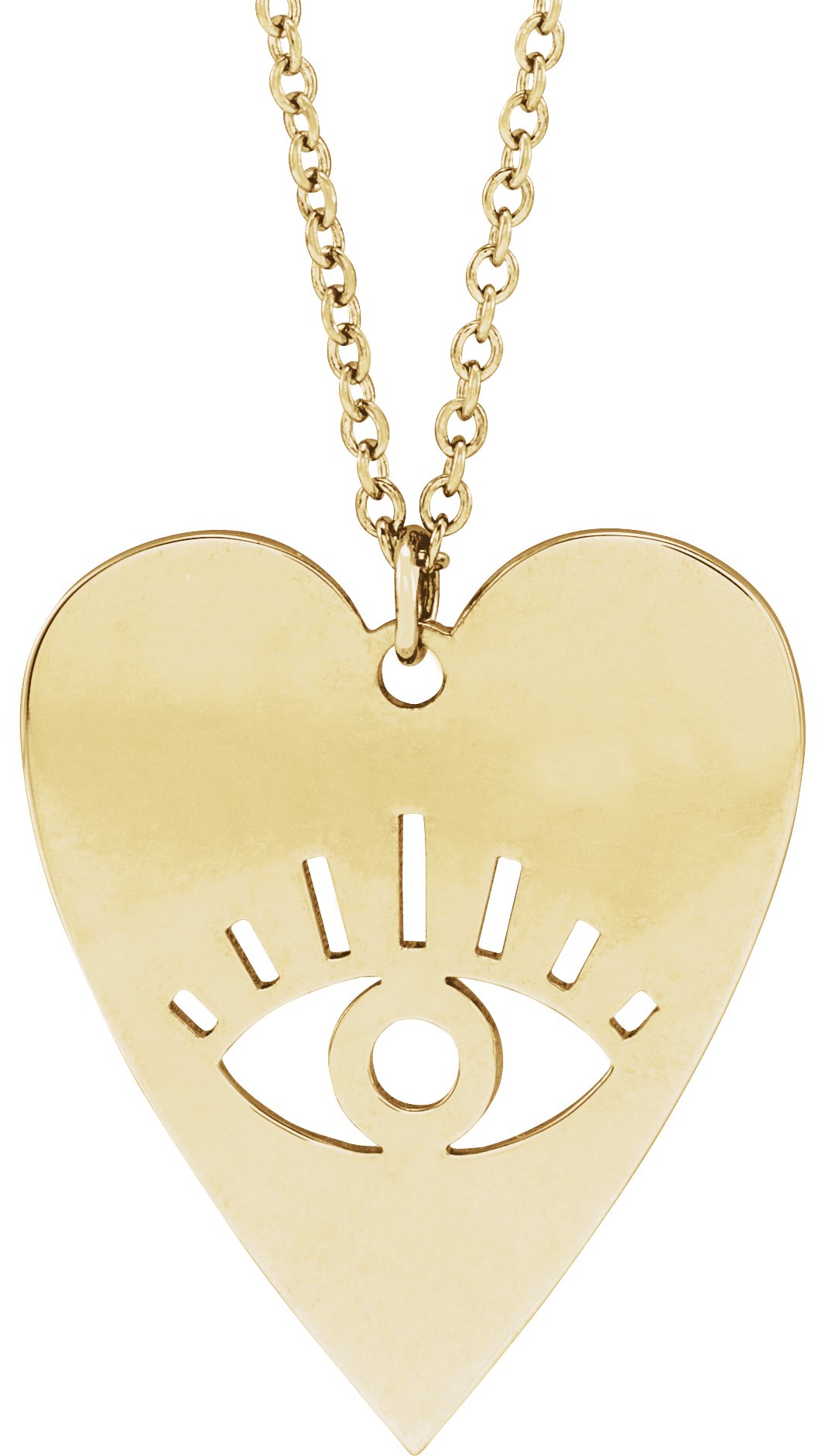 14K Yellow Evil Eye Heart 16-18" Necklace
