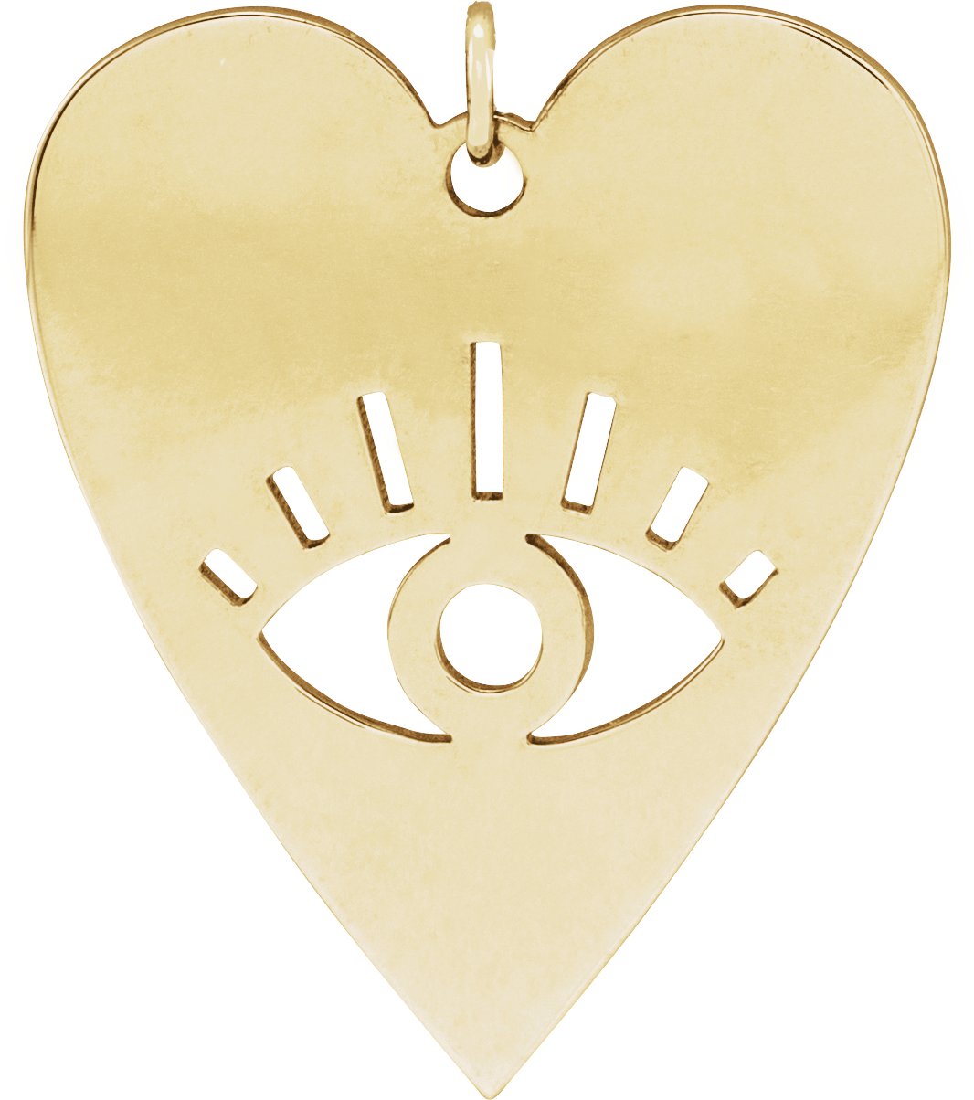 14K Yellow 20x17.1 mm Evil Eye Heart Pendant