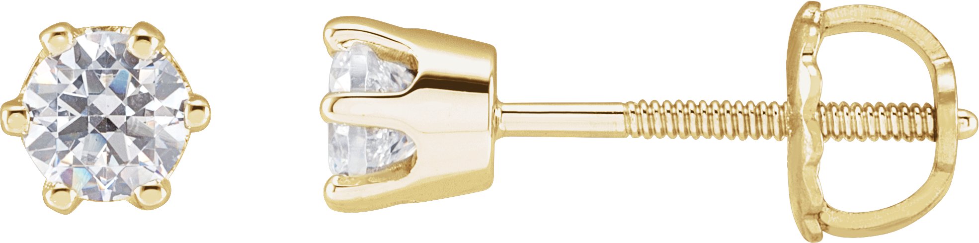 Round 6-Prong Stud Earrings