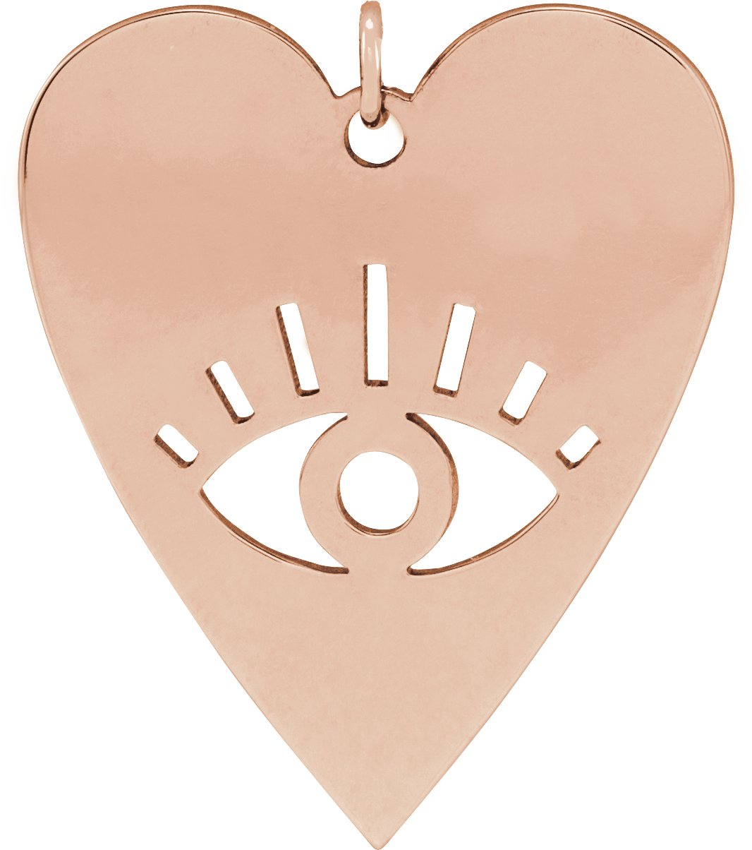 14K Rose 20x17.1 mm Evil Eye Heart Pendant