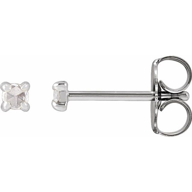 14K White .05 CTW Rose-Cut Natural Diamond 4-Prong Claw Earrings