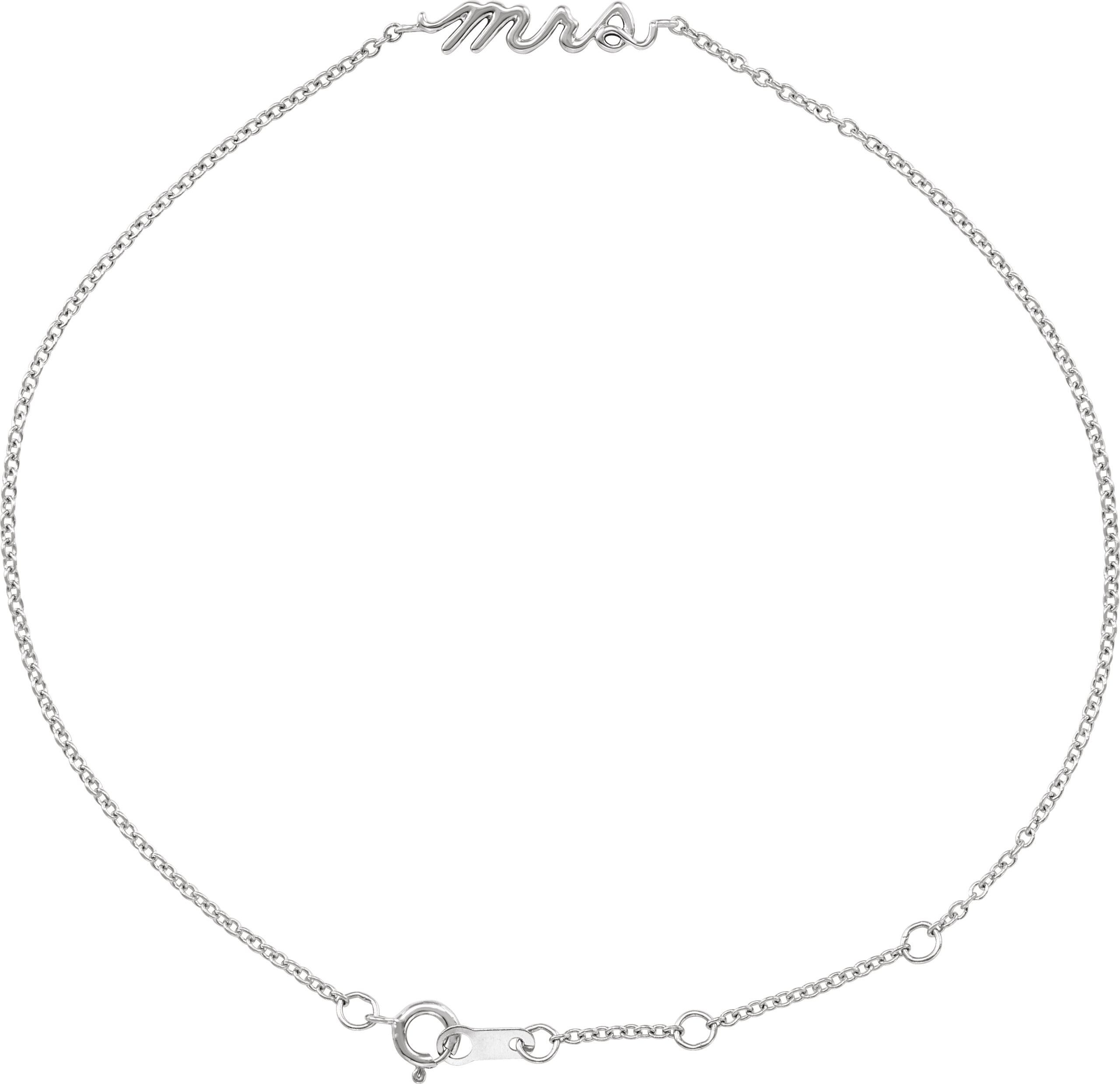 14K White Script Mrs 6 1/2-7 1/2 Bracelet