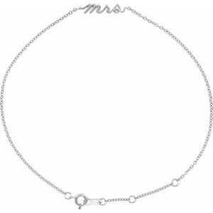 Sterling Silver Script Mrs 6 1/2-7 1/2" Bracelet