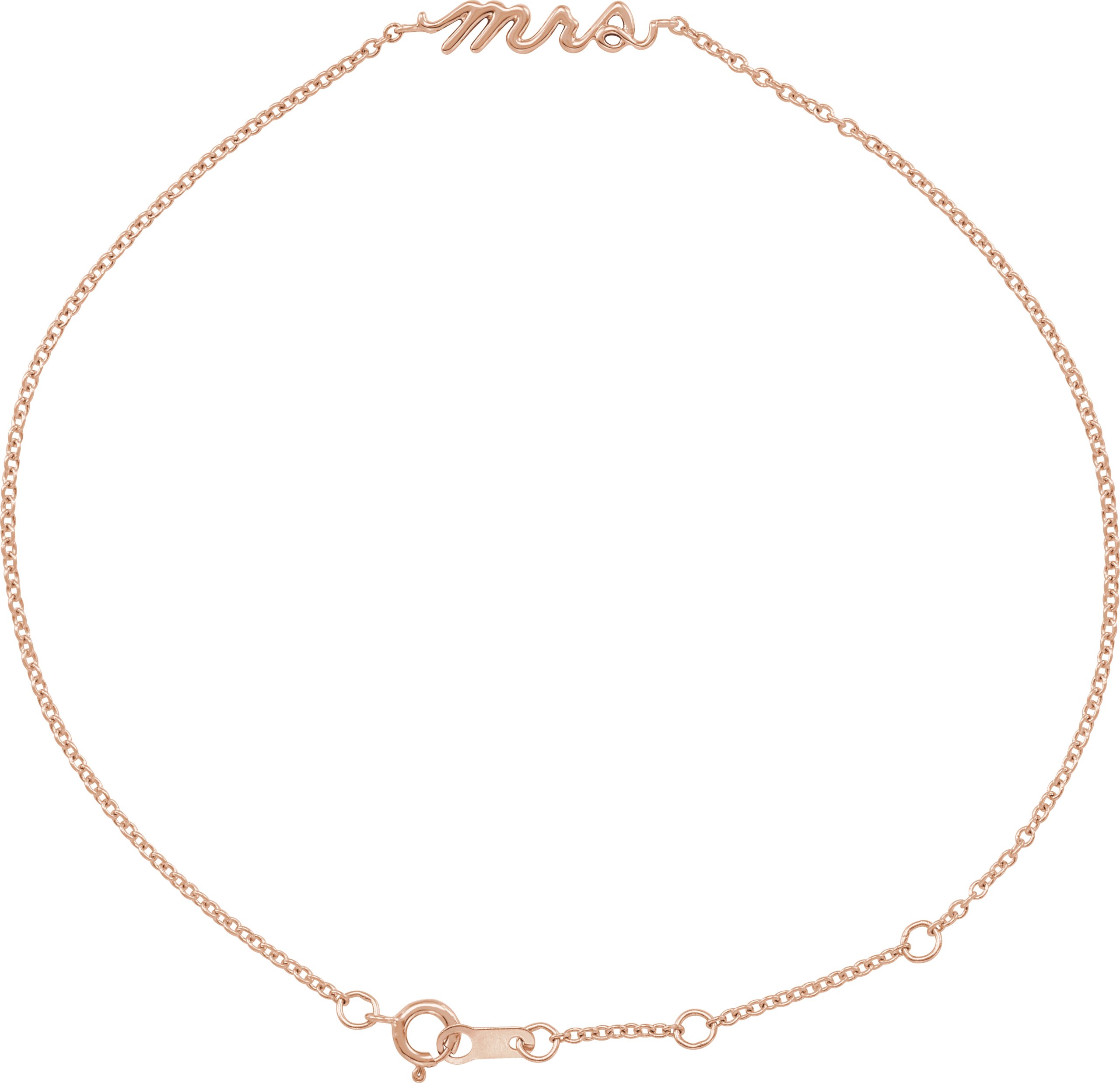 14K Rose Script Mrs 6 1/2-7 1/2" Bracelet