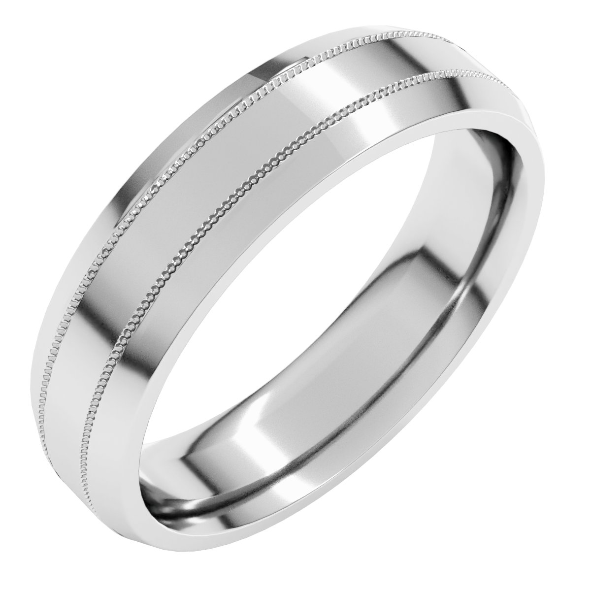 Milgrain Beveled-Edge Comfort-Fit Flat Band