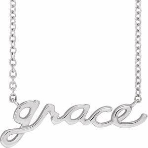 14K White Lowercase Script Grace 18" Necklace