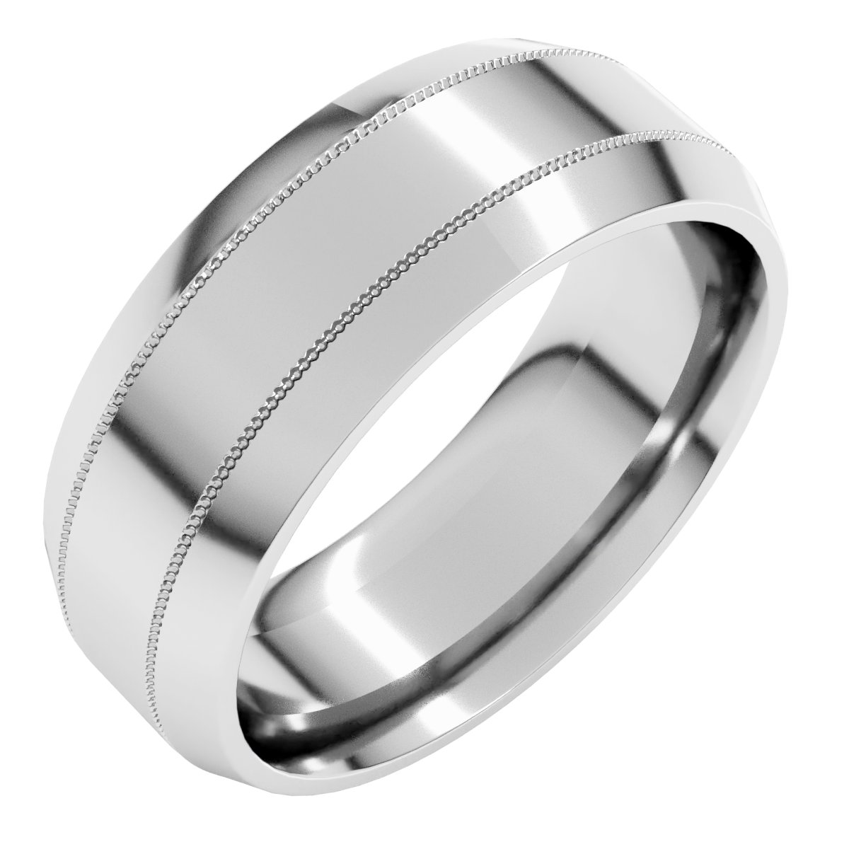 Milgrain Beveled-Edge Comfort-Fit Flat Band