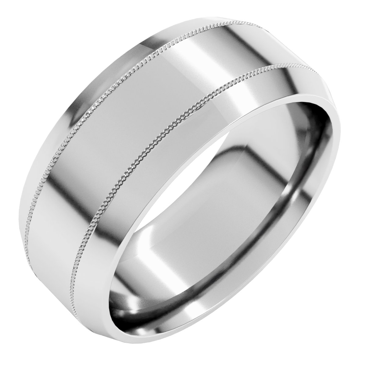 Milgrain Beveled-Edge Comfort-Fit Flat Band