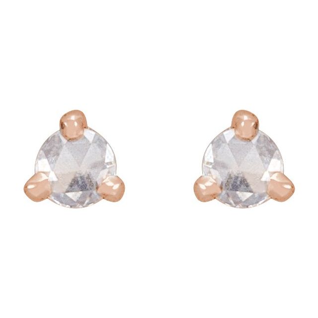14K Rose .08 CTW Rose-Cut Natural Diamond Stud Earrings