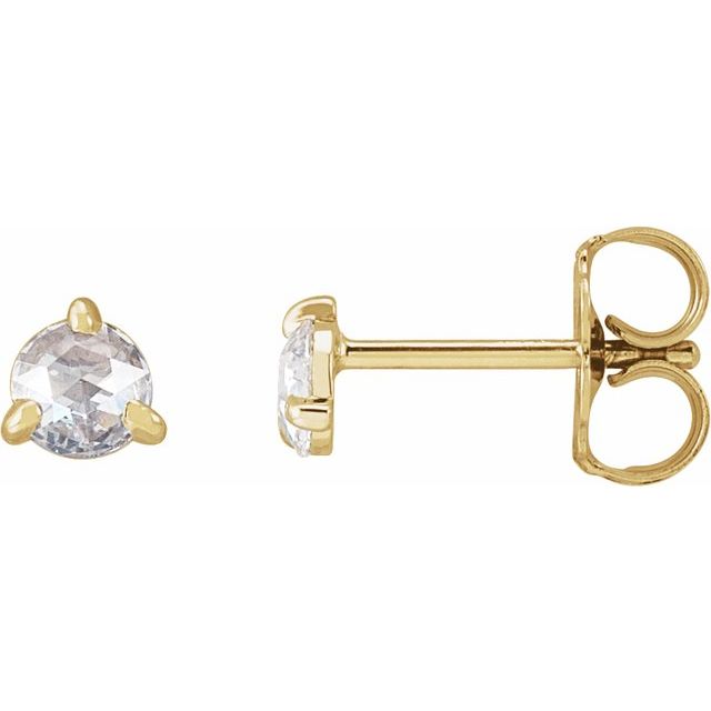 14K Yellow 1/5 CTW Rose-Cut Natural Diamond 3-Prong Claw Earrings