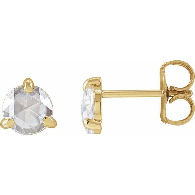 14K Yellow 5/8 CTW Rose-Cut Natural Diamond Stud Earrings