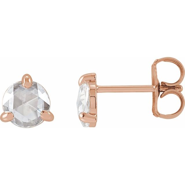 14K Rose 5/8 CTW Rose-Cut Natural Diamond Stud Earrings