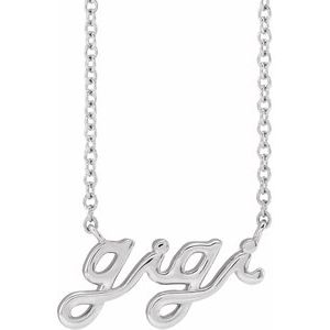 14K White Lowercase Script Gigi 18" Necklace